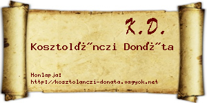 Kosztolánczi Donáta névjegykártya